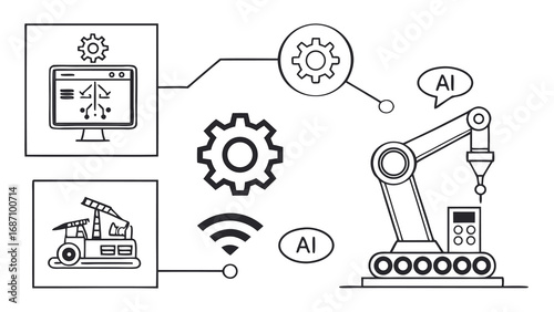 AI-Powered Industrial Automation System with Robotic Arm and Autonomous Vehicle.