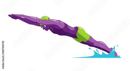 Dynamic swimmer entering pool, a visual representation of speed and precision