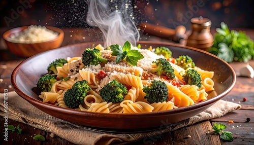 Fusilli Pasta with Broccoli and Parmesan Cheese