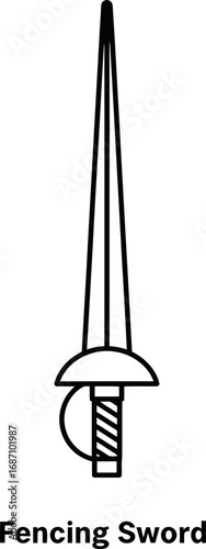 Sleek, modern fencing sword illustration for sports and competition themes