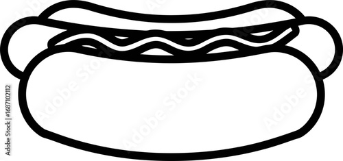 Iconic hot dog with mustard squiggle evokes classic American comfort food cravings instantly