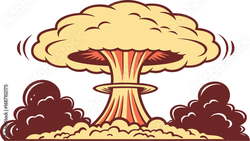 Cartoon Explosion Blast – Colorful Mushroom Cloud Illustration