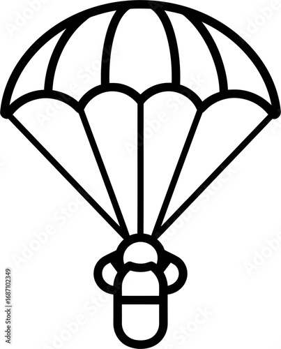Bold parachute icon symbolizing adventure, travel, freedom, and daring escapes.