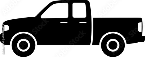 Bold black pickup truck silhouette ready for adventure, hauling, or rugged transport needs