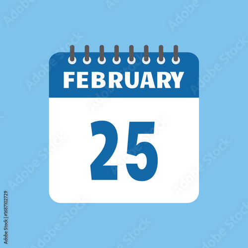 february 25 calendar icon Vector page month design