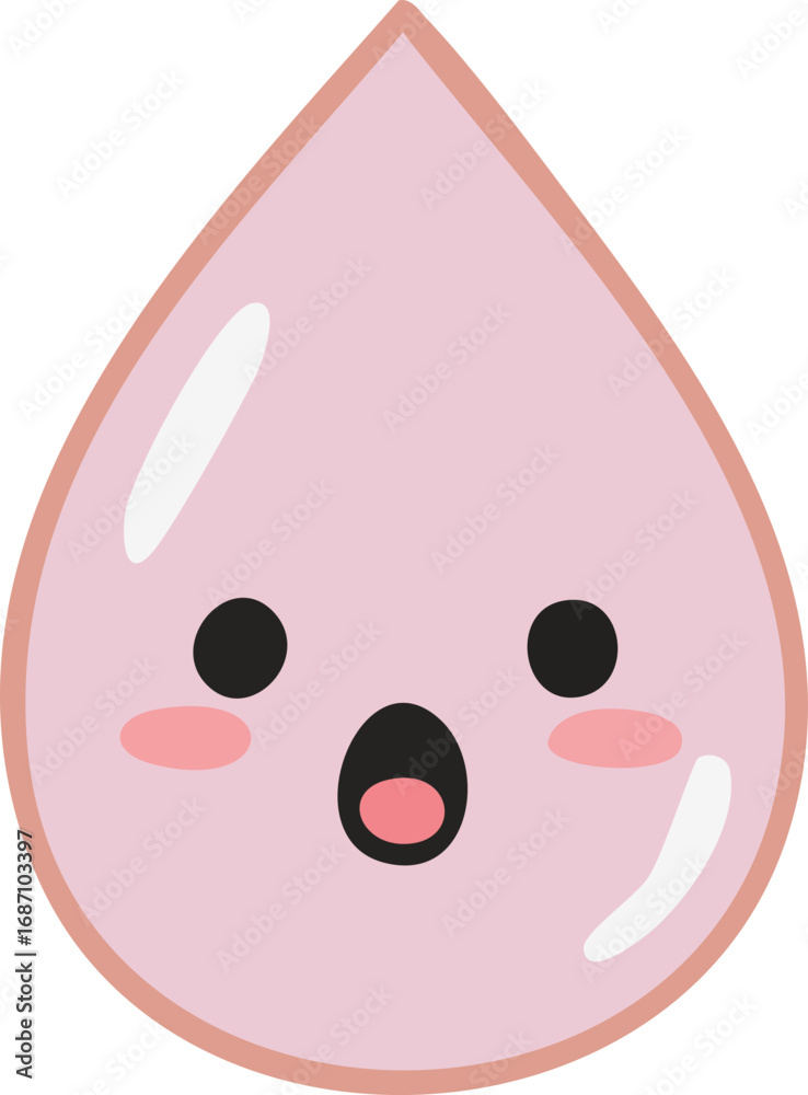Fototapeta premium Cute Pink Water Drop Cartoon Illustration
