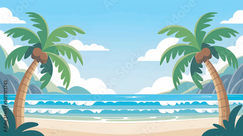 tropical beach with palm trees