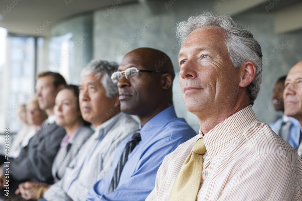 Diverse Group of Business Professionals Attending a Conference Seminar.