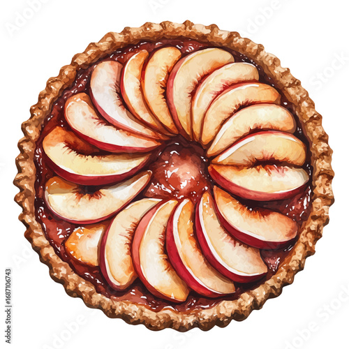 watercolor vector of Peach Cobbler, isolated on a white background.