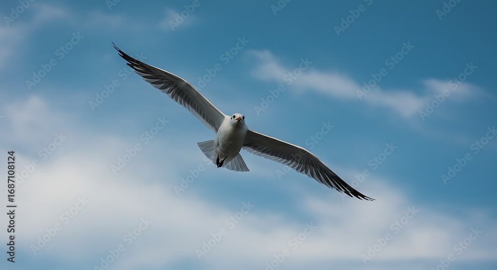 Obraz premium Seagull soaring sky