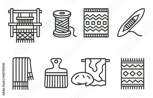Travel icons set featuring airplane, suitcase, map, passport, and transportation symbols
