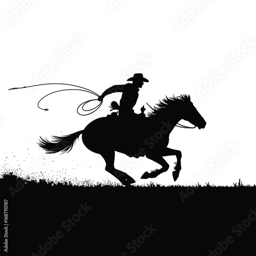 Black stallion horse running silhouette vector illustration