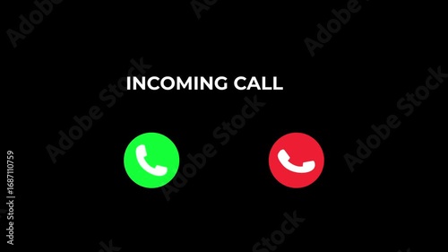 Incoming Call phone icon ringing on transparent background, mobile Notification alert animation.