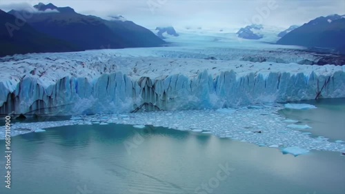 Wallpaper Mural Stunning aerial view of the colossal Perito Moreno Glacier amidst a serene lake and mountainous backdrop Torontodigital.ca