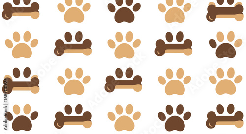 Paw Prints and Bones Pattern A playful design featuring animal paws and bone images