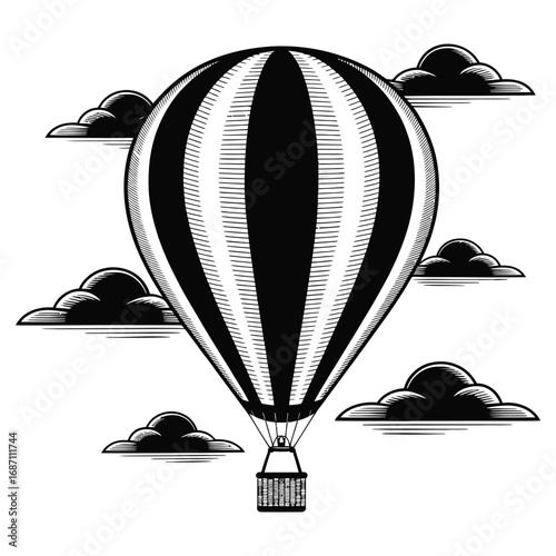 Hot air balloon travel and transportation icon illustration