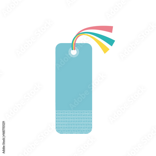Light Blue Bookmark with Colorful Tassels and Triangle Pattern