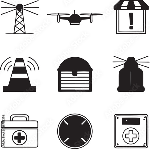 Safety, Security, and Alert Icon Set