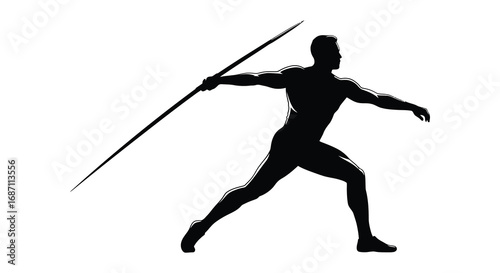 athlete throwing javelin silhouette action sports graphic