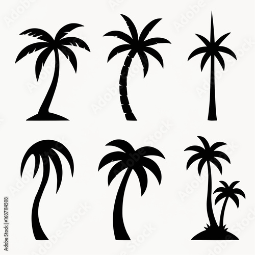 set of vector palms