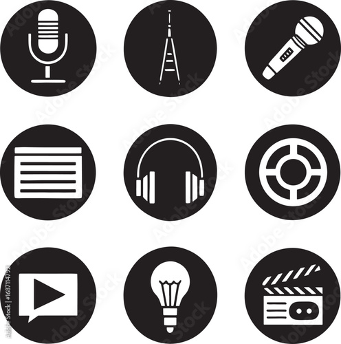 Broadcasting and Media Production Icon Set