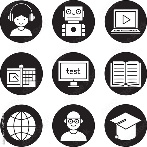 Online Education and Technology Icon Set