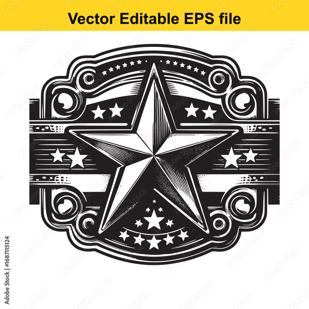 Obraz premium Western star emblem isolated on white background