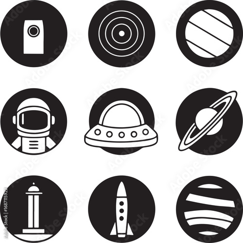 Space Exploration Vector Icons Set