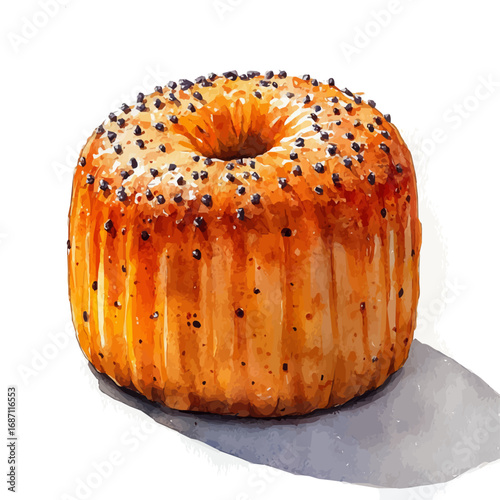 Panettone, watercolor illustration vector, isolated on a white background.