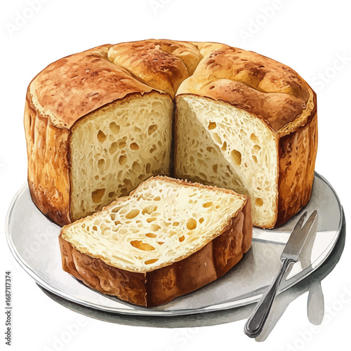 Pandoro, watercolor illustration vector, isolated on a white background.