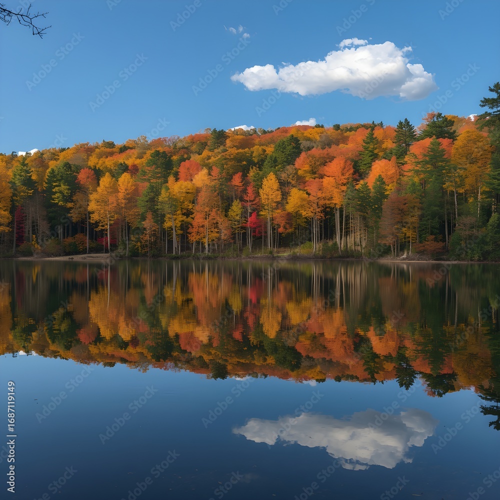 Obraz premium autumn trees reflected in water
