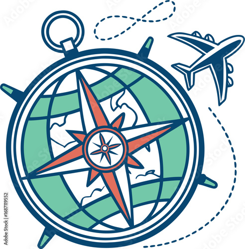 icon traveling with compass 
