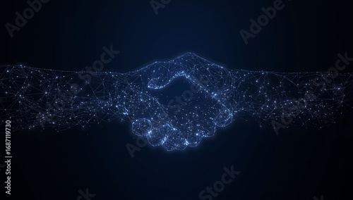 Wallpaper Mural A Digital Handshake Made of a Glowing Network - A Concept for Technology, Business, and Global Partnerships Torontodigital.ca