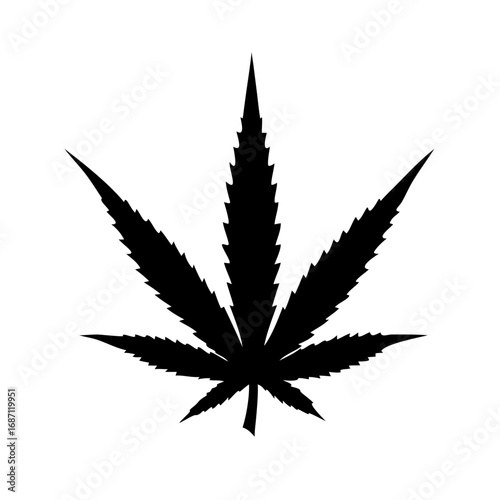 Black cannabis leaf vector illustration for medical marijuana and hemp industry design needs