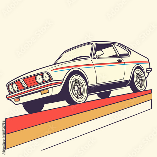 Stylized classic car (70s/80s).