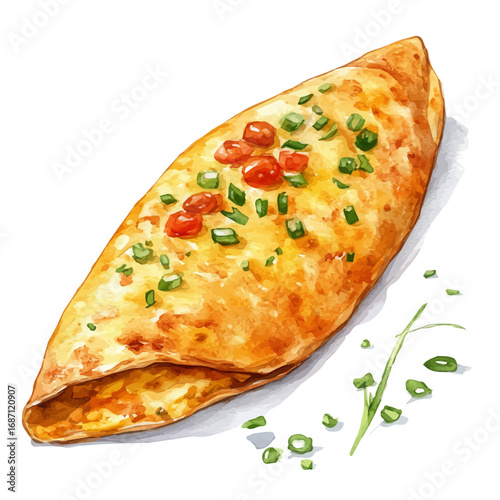 watercolor of Omelette, vector, isolated on a white background.