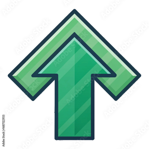 Double Green Arrow Upward Icon: Modern, Clean, Growth, Progress, Success, Positive, Digital, UI, UX, Design Element