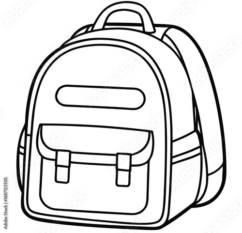 An isolated vector illustration of a black school backpack, an essential piece of travel equipment