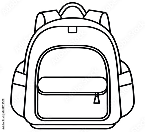 This illustration depicts a vector school bag icon, a symbolic design for travel and education