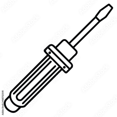 Isolated screwdriver bits and other metal tools on a white background
