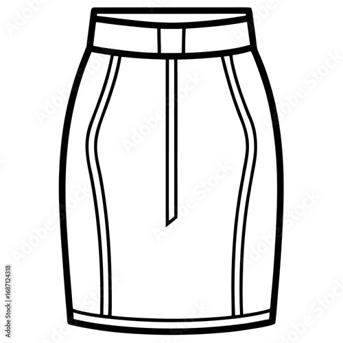 Clean Line Art Pencil Skirt Design