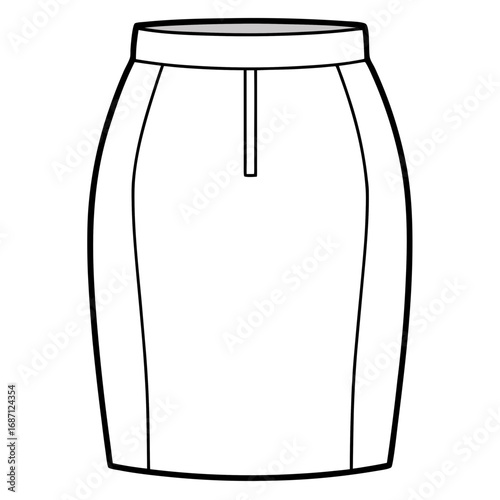 Clean Line Art Pencil Skirt Design