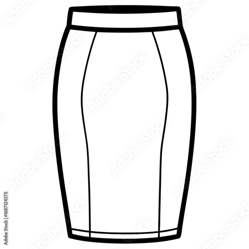 Clean Line Art Pencil Skirt Design