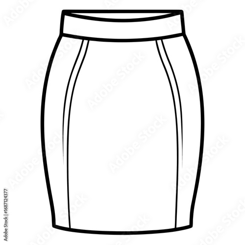 Clean Line Art Pencil Skirt Design