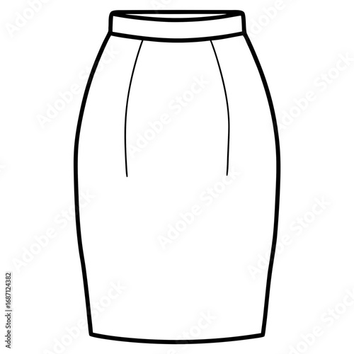 Clean Line Art Pencil Skirt Design