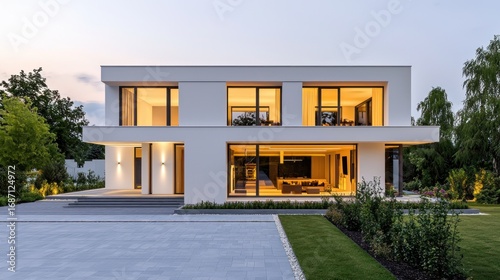 Modern white house exterior