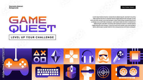 Game Quest Pattern with Consoles, Controllers, and Icons - Vibrant Vector Background for Esports and Digital Use