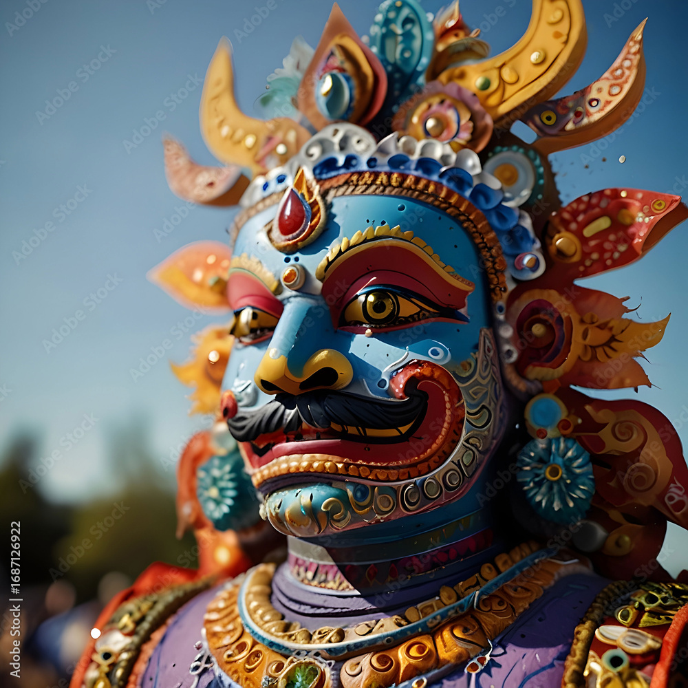 Obraz premium Vibrant Close-Up: A Masterpiece of Indian Religious Art