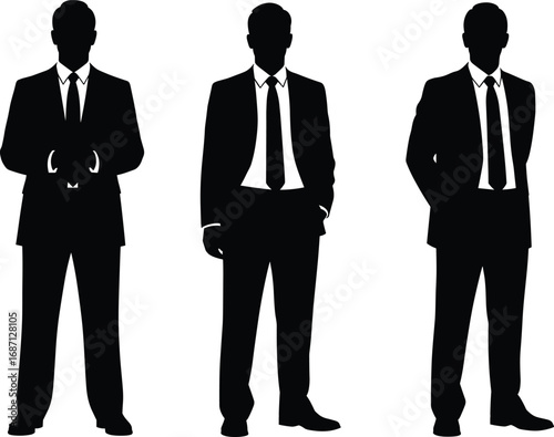 Businessman silhouette vector illustration, formal suit man design, corporate professional outline, office executive artwork, business people graphic, black silhouette style