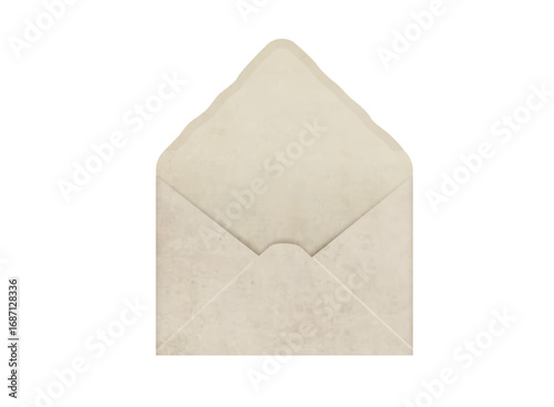 Open vintage realistic envelope, old paper texture